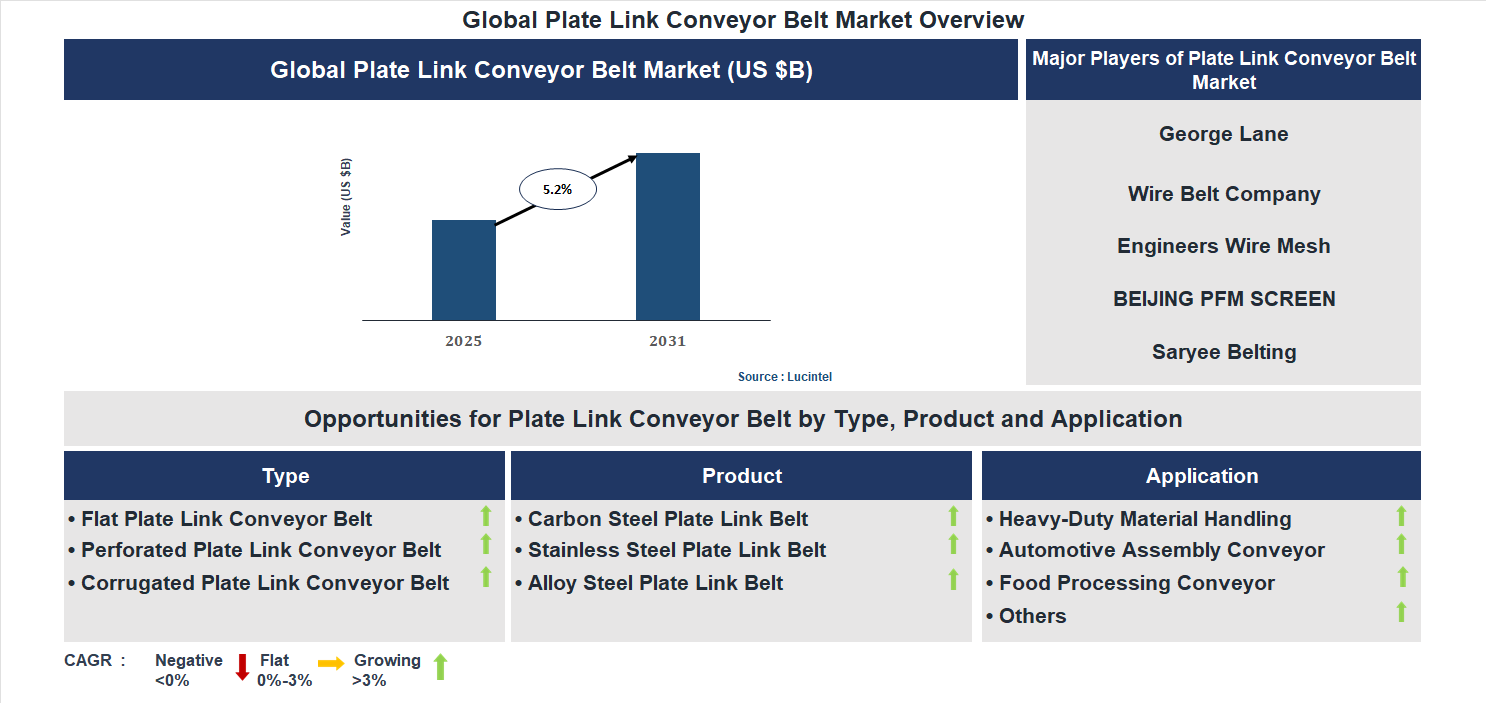 Plate Link Conveyor Belt Market Trends and Forecast